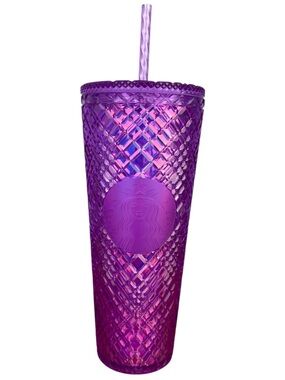 Starbucks 2023 New Year Taffy Pink Iridescent Jeweled Bling Tumbler 24oz Cup